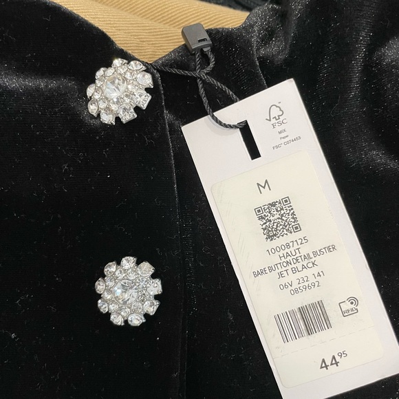 Bare button detail velvet bustier - Picture 4 of 4